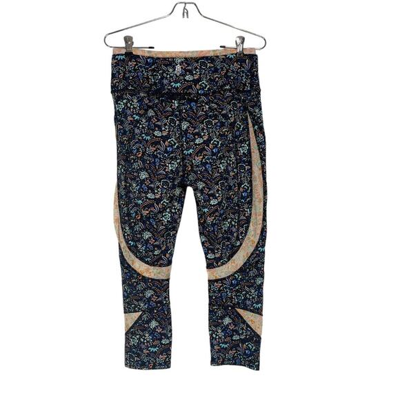 Free People Movement Navy Floral Leggings Medium - Picture 9 of 12